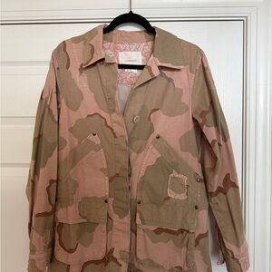 Anthropologie Pink and Tan Utility Jacket